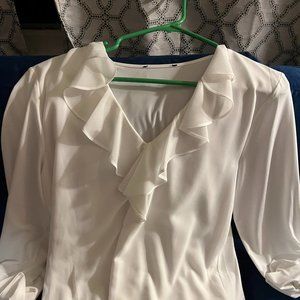 Karl Lagerfeld White Ruffle Blouse